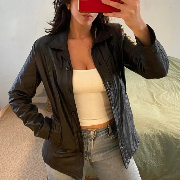 Vintage Maxima Black GENUINE LeathernJacket Women’s Size S Immaculate Condition - Picture 1 of 7